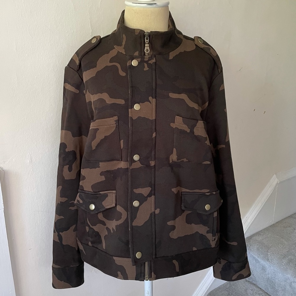 DREW Chocolate Brown Camo Cotton Blend Jacket NWT